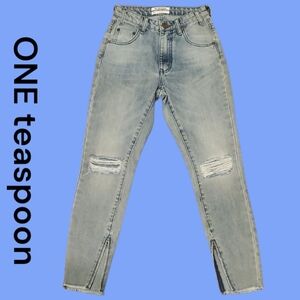 One Teaspoon by Revolve Light Blue Ripped Skinny Jeans. Size 22